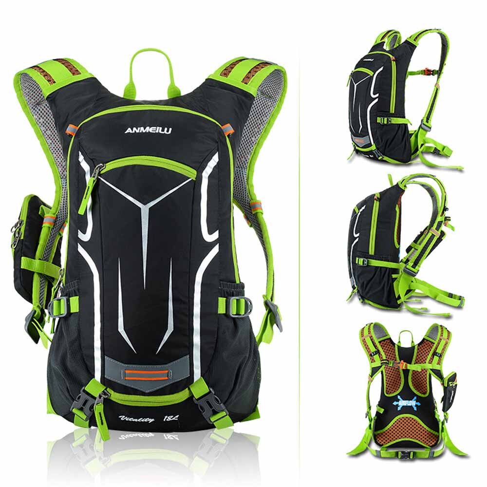 ANMEILU 18L Klettern Rucksack Radfahren Rucksack Männer Frauen draussen Sport Tasche Wasserdichte Camping Wandern Rucksack mit Regen Abdeckung: Grün