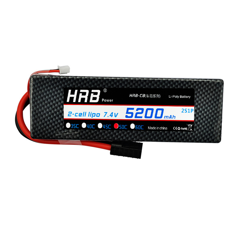 HRB 2S 7.4V RC Lipo Battery 3300mah 4200mah 6000mAh 7000mah 8000mah 100C Hard Case For Traxxas 1/10 Scx10 1/12 RC Monster Cars: 2S 5200mah 50C