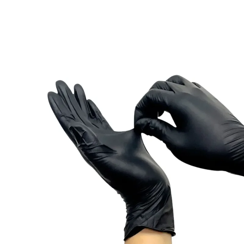 Guantes desechables de nitrilo negro, duraderos, sin látex, para limpieza de cocina del hogar, belleza, manicura del cabello, lavado de coches, 100/Uds.