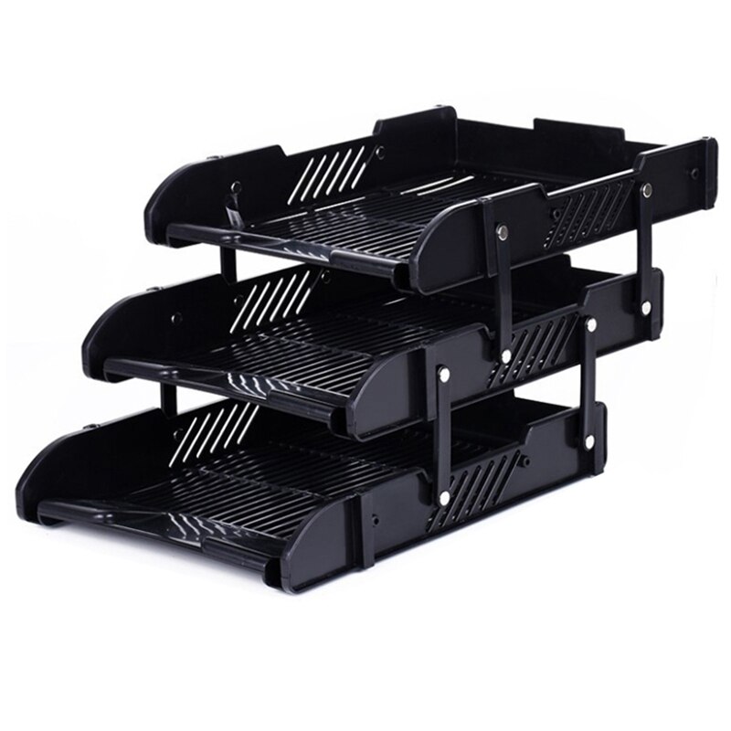 Adjustable 3 Layers,A4 Document File-Tray Rack File Shelf Frame Paper File Organizer Home azine Tray Office Supplies: Default Title