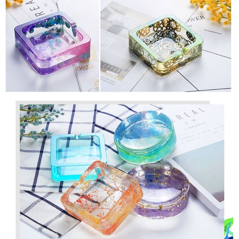 2 Stuks Resin Crystal Epoxy Diy Pot Mold Asbak Coaster Casting Silicone Mould Ambachten Sieraden Maken Gereedschap