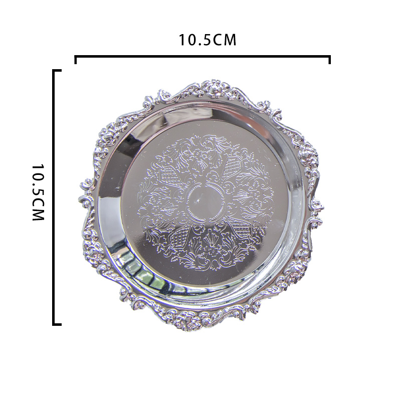 Gold Opslag Thee Lade Set Rvs Zilveren Cake Fruitschaal Sieraden Display Lade Bruiloft Dessertbord Voor Home Decor 1Pc: Zilver