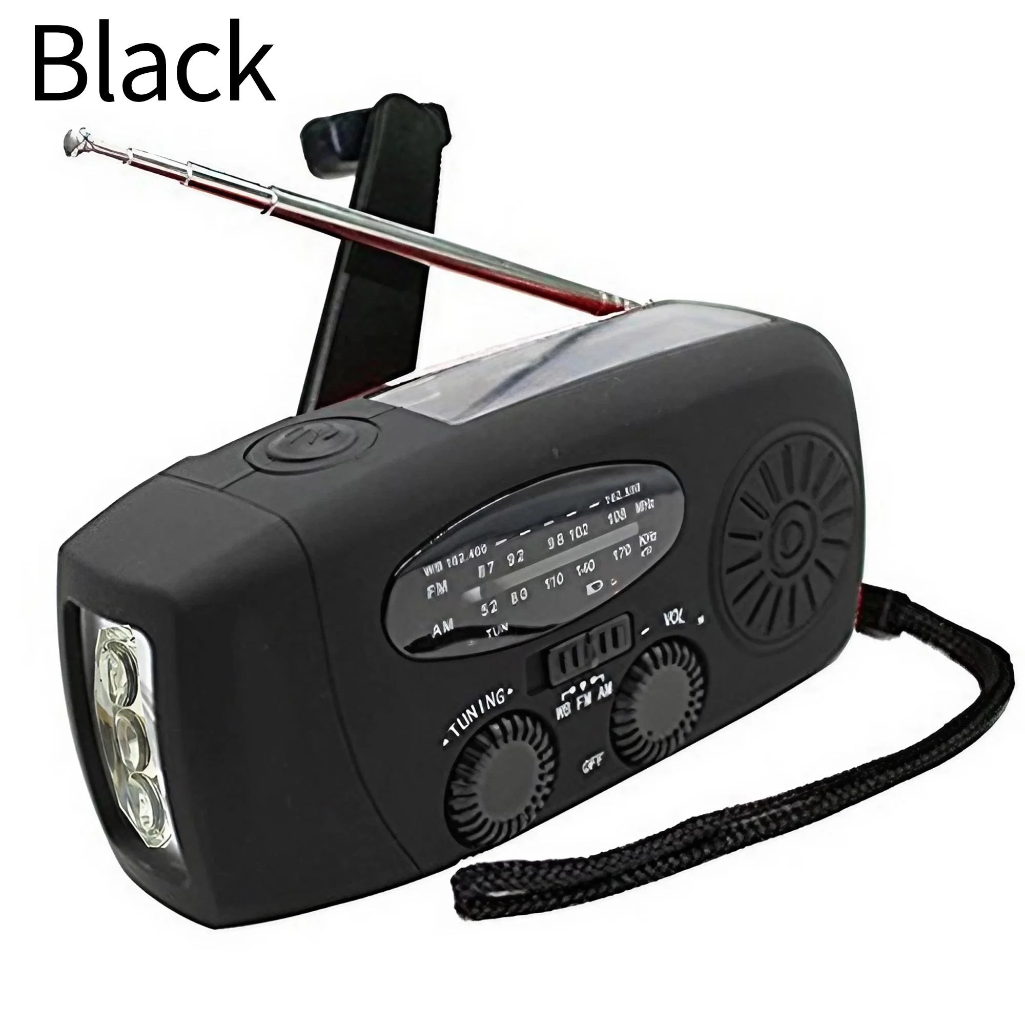 Radio portatile multifunzionale Manovella a energia solare FM AM WB NOAA Radio meteorologica Torcia LED di emergenza Torcia elettrica Accumulatori e caricabatterie di riserva: Blu