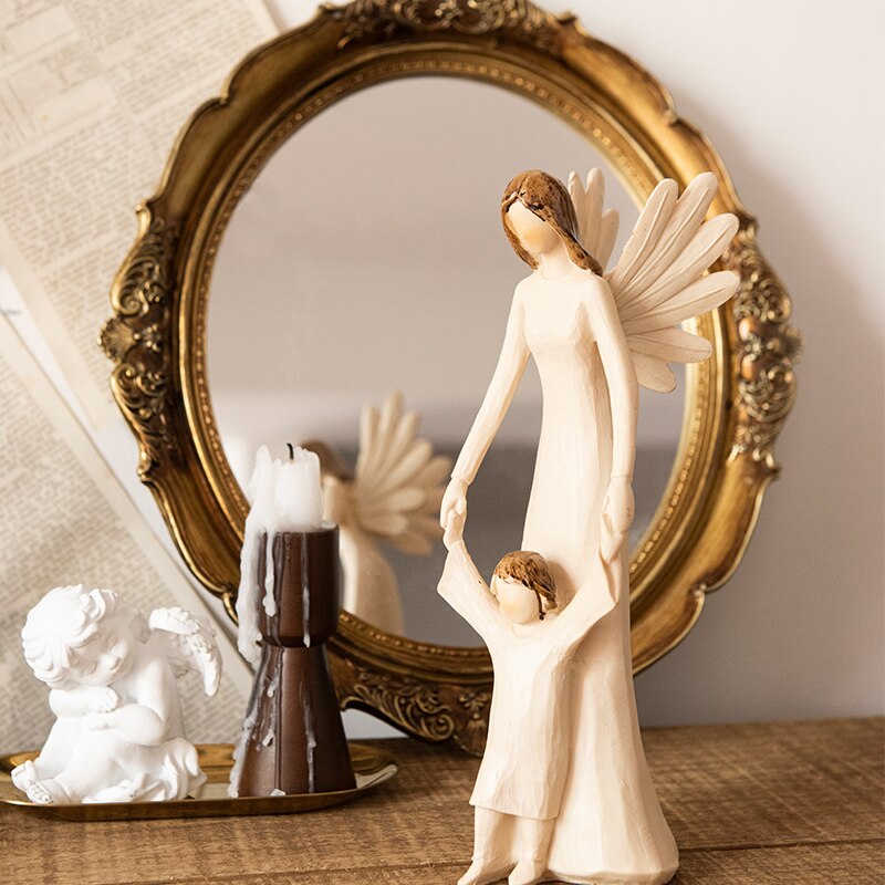 Nordisk engel mor dekorationornament hjem tilbehør harpiks engel hjem decore