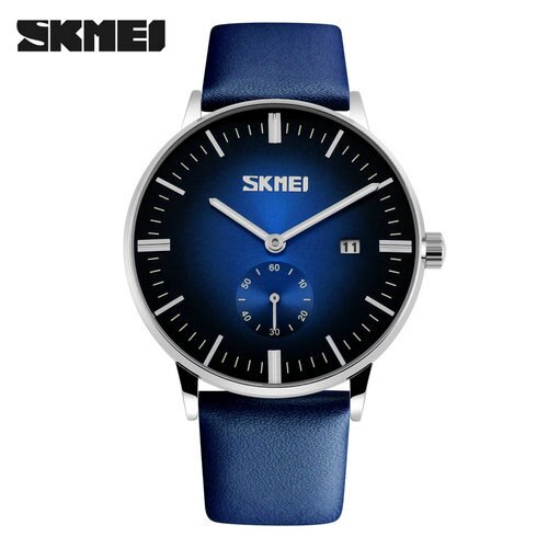 Skmei 9083 Eenvoudige Riem Horloge Water Wijzerplaat Zakenlieden Horloge: Blauw