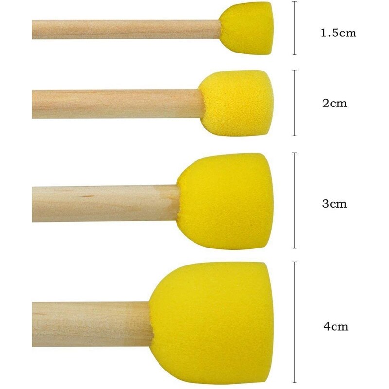-48-Piece Round Sponge Brush Set-Children's Painting Tools-Sponge Painting Stippler Set 4 Sizes of DIY Painting Tools