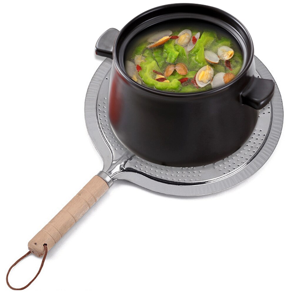 Induction Hob Converter Cooking Plate Iron Heating Diffusion Plate with Wooden Handle Coffee Milk Cookware Stove Heat Diffuser