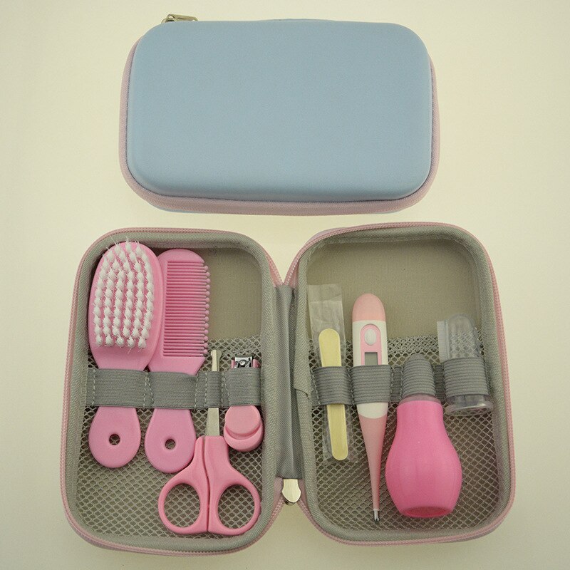 Baby Nail Care Set Nail Clippers Comb Hair Brush Kit Health Care Portable Baby Nail Clipper Comb Brush Set Infant Grooming Care: Pink
