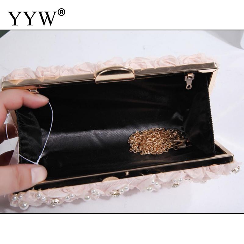 YYW Roze Plastic Parel Bloemen Clutch Met Witte Steentjes Clutch Vrouwelijke Witte Bruiloft Tas Zwart Purse Sac Belangrijkste Femme