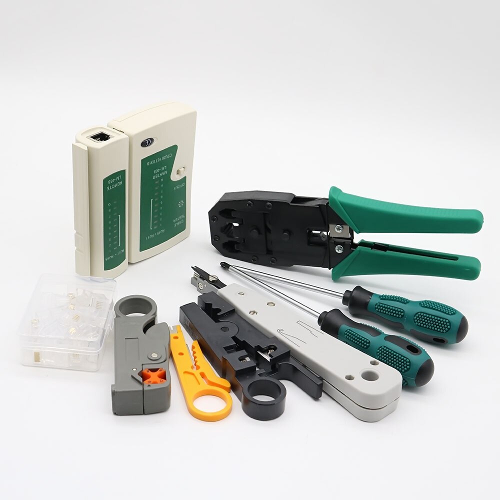 Network Tool Kits - Net Computer Maintenance LAN Cable Tester 9 in 1 Repair Tools,8P8C RJ45 Connectors,Cable Tester