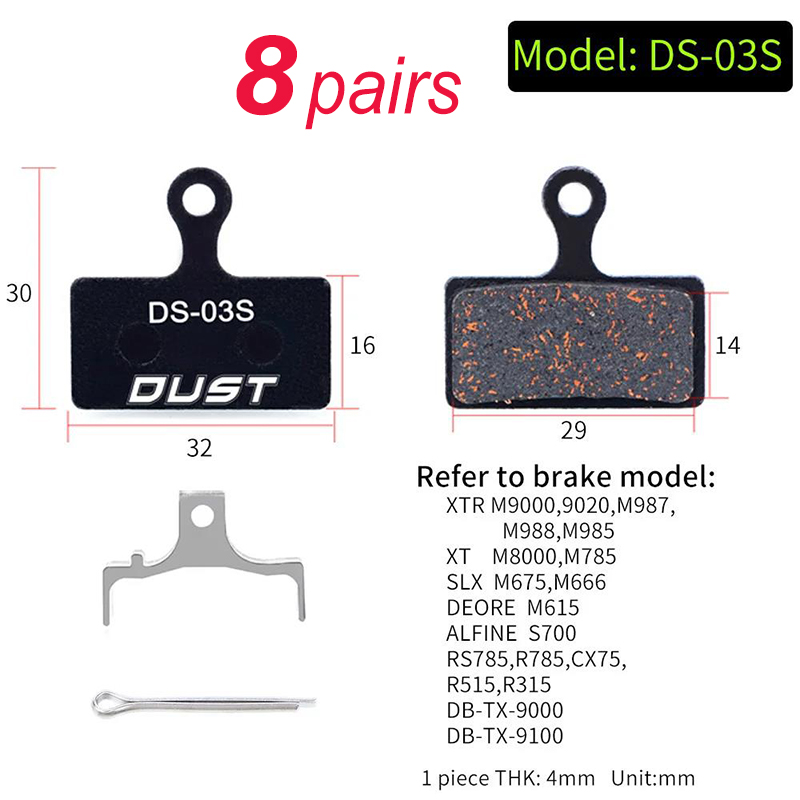 Pastillas de freno de disco hidráulico semimetálico para bicicleta, piezas de bicicleta de montaña MTB para SHIMANO XT XTR M315 SRAM Avid BB5 BB7 E1 E3, 1/2/8 pares: Naranja