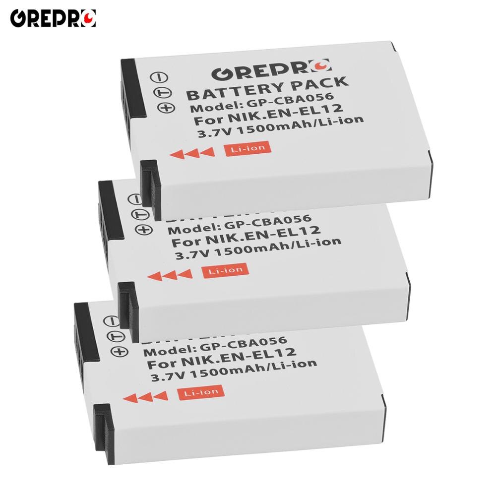3Pcs EN-EL12 ENEL12 EN EL12 Battery + LCD USB Charger for Nikon Coolpix AW100s AW110s AW120s S610 S610c S710 S620 S630 S8000 S70