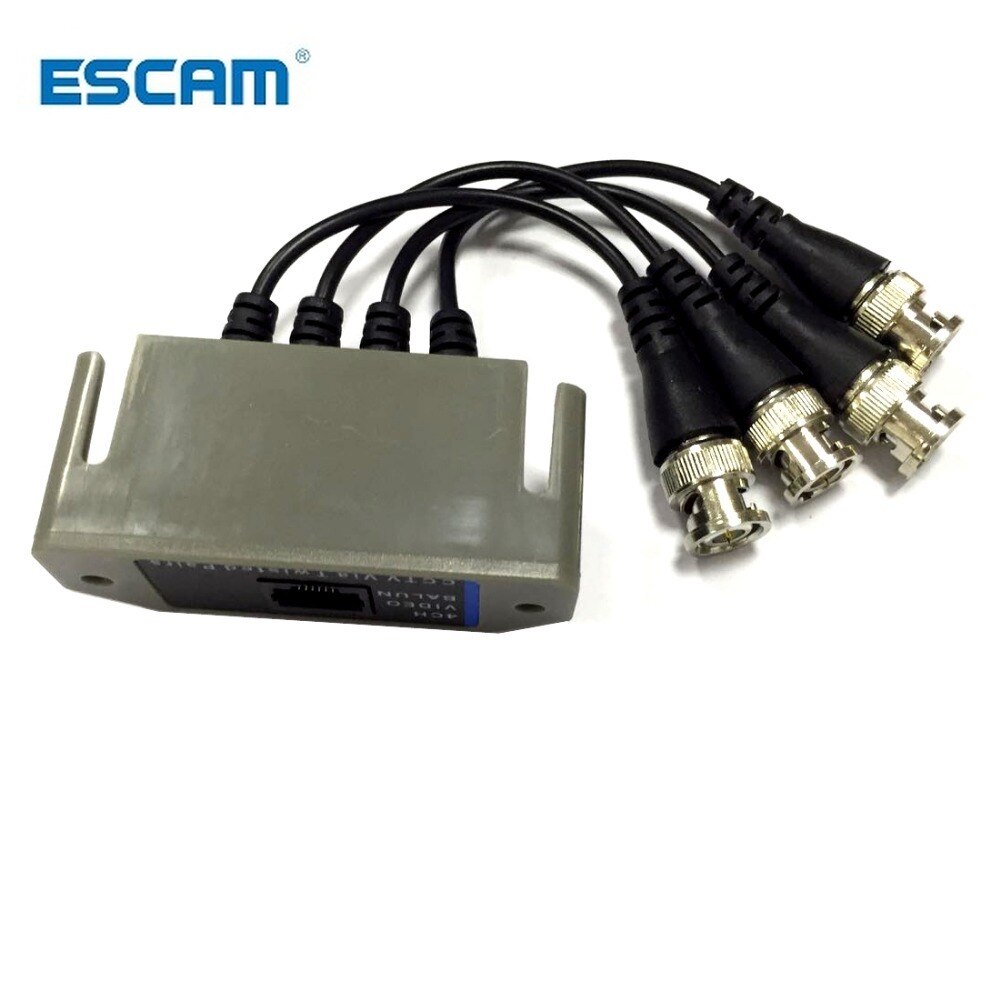 Escam 4ch hd passiv video balun transceiver bnc til utp  rj45 cctv via snoede par til ahd tvi cvi kamera dvr cctv system
