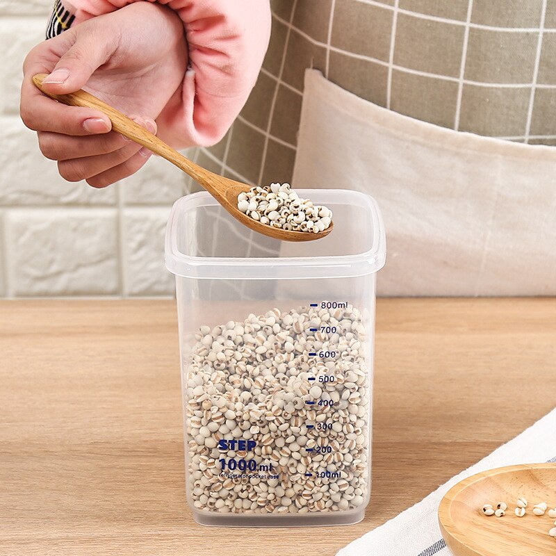 PP Food Storage Box Plastic Clear Container Set with Pour Lids Kitchen Storage Bottles Jars Dried Grains Tank