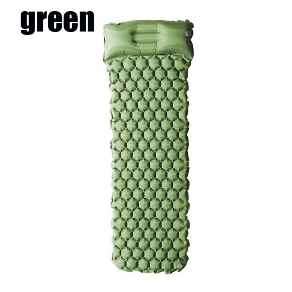 innovative sleeping pad fast filling air bag camping mat inflatable mattress with pillow life rescue 510g Nylon cushion pad#g3: Green