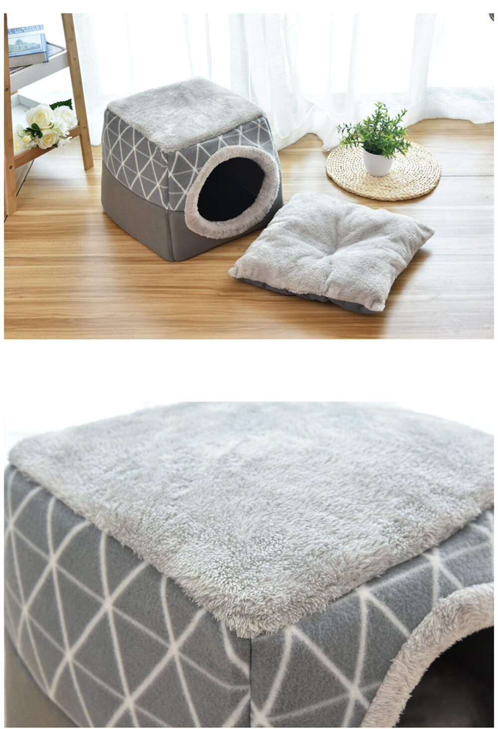 Casa cueva para gatos y perros, cama para mascotas suave, nido de cama para dormir tipo Iglú, tienda de campaña, camas cálidas de invierno, 2 tamaños L XL, 2 colores