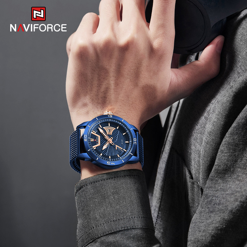 Top Brand Naviforce Business Heren Horloges Roestvrij Stalen Band Horloges Waterdicht Mannen Klok Relogio Masculino