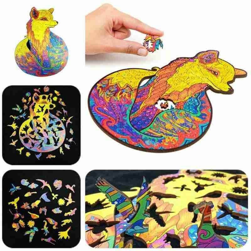 Puzzel Houten Puzzel Cartoon Dier Houten Legpuzzels Speelgoed Vroege Educatief Speelgoed Kerst Cadeau Voor Kinderen Cartoon Lion Dragon