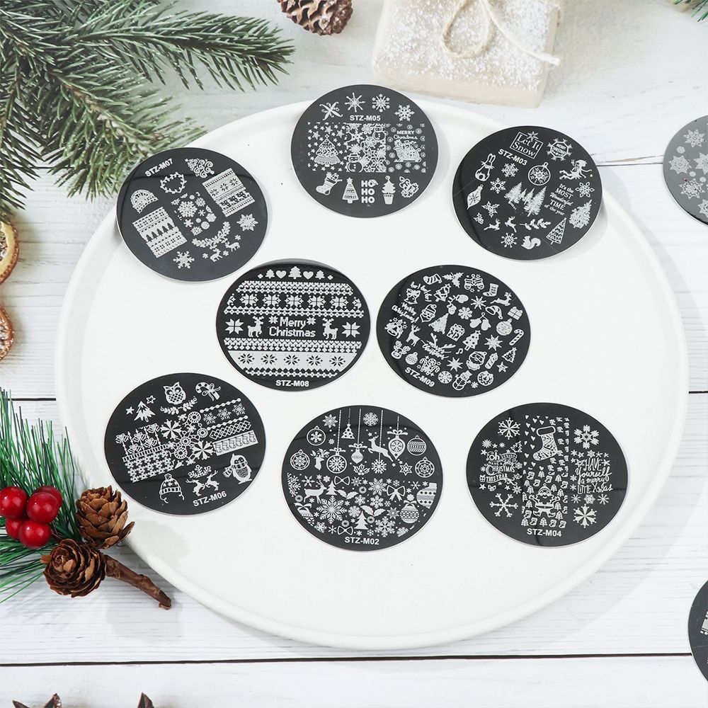 Pochoirs pour ongles, modèle de sapin de noël, renne, plaque d&#39;estampage, Nail Art