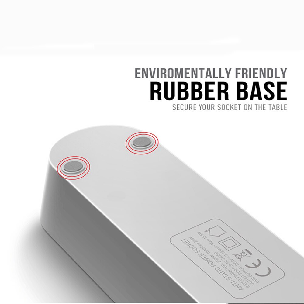 Power Strip Surge Protector UK Plug Socket Multiple Outlet Extension 3 Way Outlets with 3 USB Smart Charger Adapter with 2m Cord