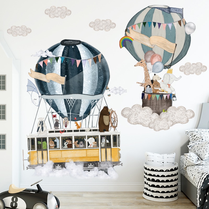 Diy Art Vinyl Muurschilderingen Cartoon Luchtballon Serie Muurstickers Kleuterschool Babykamer Muurstickers Milieuvriendelijke Kinderkamer