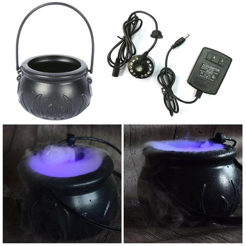 3 enchufes Halloween bruja máquina de humo máquina de niebla fuente de agua máquina de niebla cambio de Color decoración festiva