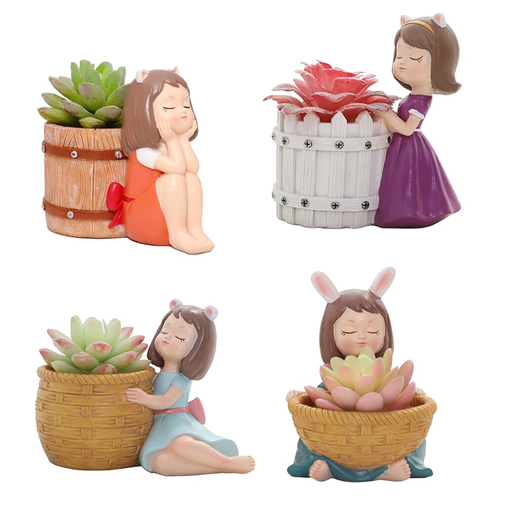 Outdoor Indoor Plant Pots Resin Planter Holder Mini Cactus Flower Container