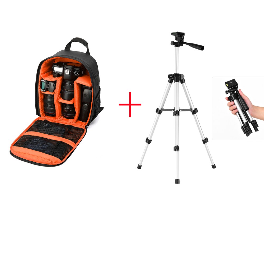 Sac appareil Photo numérique Dslr sac étanche antichoc respirant appareil Photo sac à dos lentille pochette pour Nikon Canon Sony vidéo Photo sac: Orange and Tripod