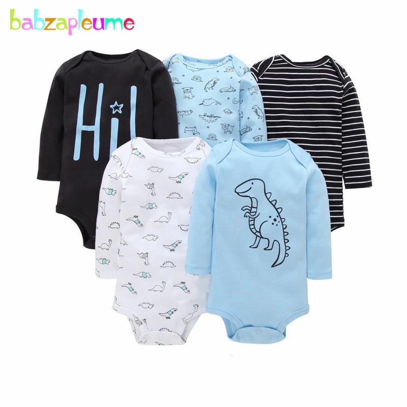 5Piece/Spring Summer Newborn Clothing Sets Baby Bodysuits Cartoon Cute Girls Outfit Cotton Long Sleeve Infant Boy Clothes BC1241