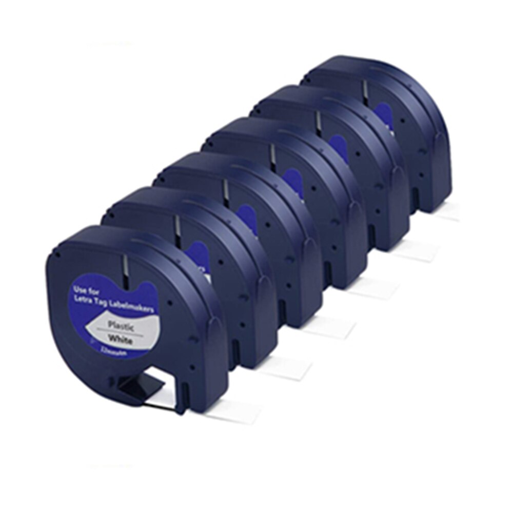 6 stück letratag nachfüll-etikettenbänder für dymo etikettendrucker , 91331 4m x 12mm etikettenbänder für dymo etikettendrucker