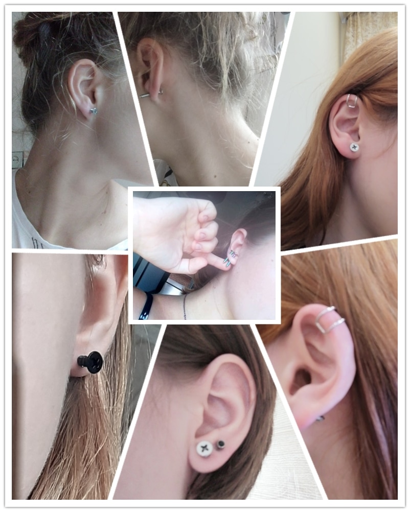 1 Paar Punk Stijl Rvs 5 Kleuren Stud Oorbellen Mannen Vrouwen Oor Sieraden Rock Gothic Unisex Piercing Oorbel