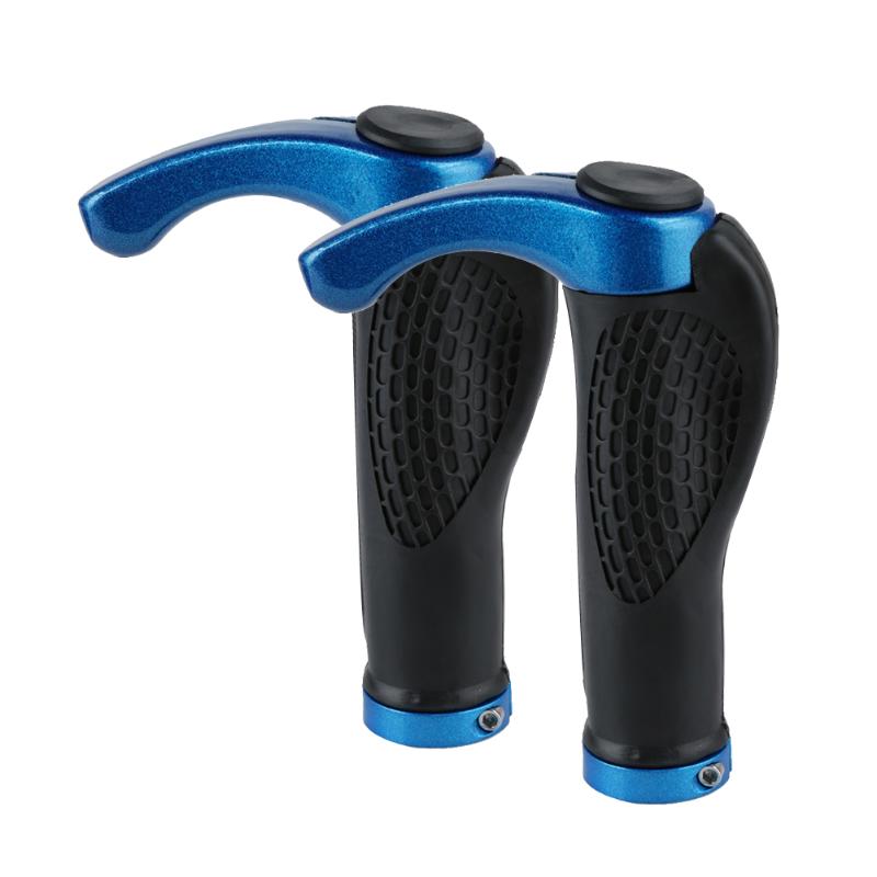 Ergonomico MTB Mountain Bici Del Manubrio In Gomma Manopole Bicicletta Lock-On Estremità: Navy Blu