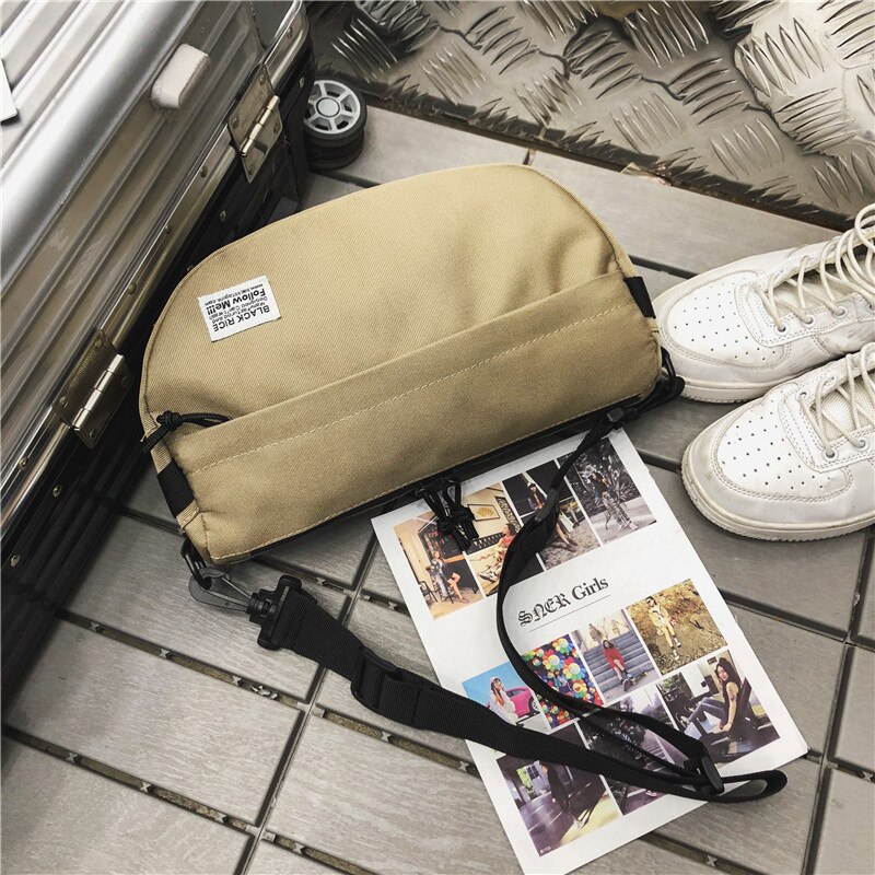 Harajuku Shoulder Bag Men Chest Bags Street Style Trend Canvas Crossbody Bag Casual Unisex Outdoor Crossbody Chest Pack Bags: khaki
