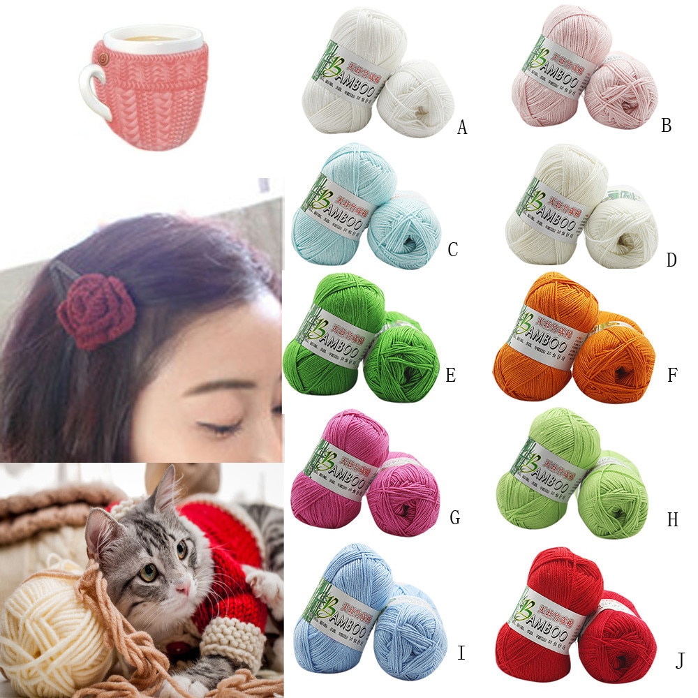 Tricot 100% en coton de bambou, laine à Crochet naturel doux et , fil de 50g, pour tricoter, laine pour maison de femmes, fait à la main