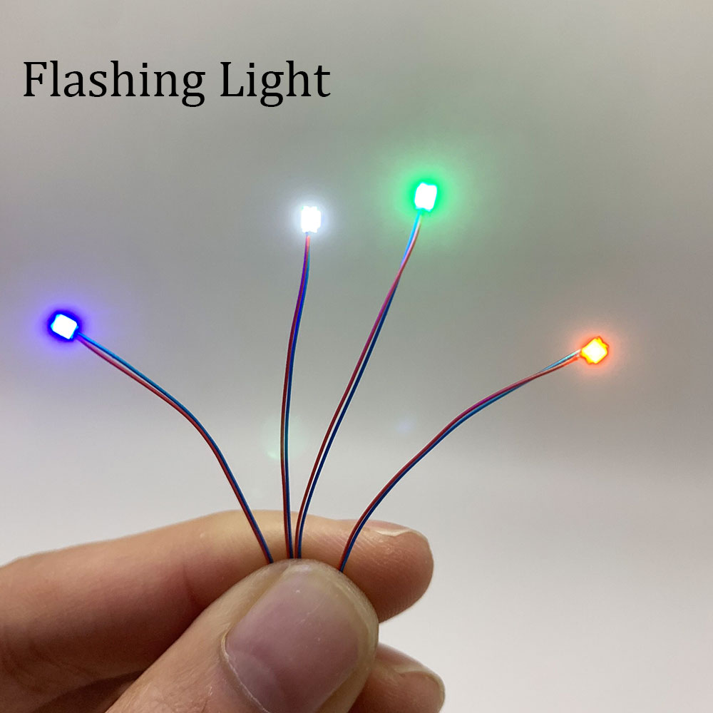 Knipperende Led Smd 0805 3V Led Lamp Modellen Trein Pre-Gesoldeerd 30Cm Aansluitdraden, treinspoorweg Layout/Starship/Gundam Verlichting