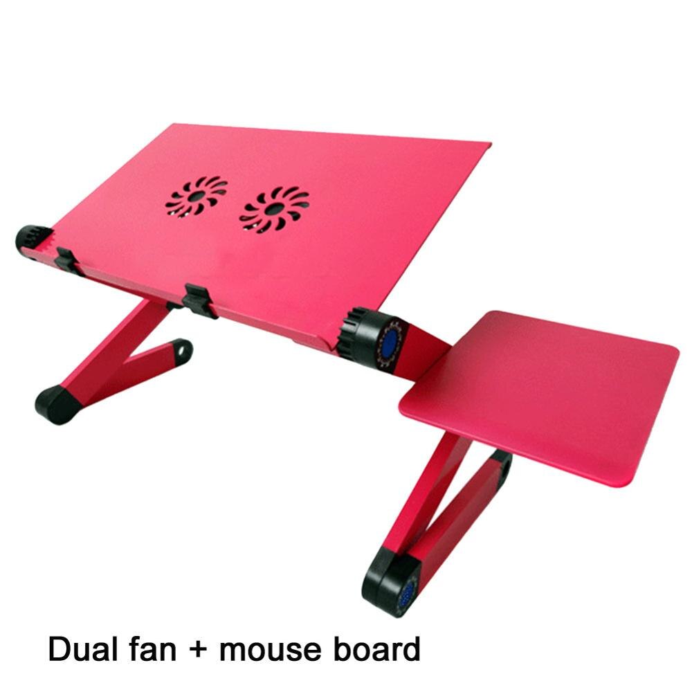 laptop skrivebord ergonomisk justerbart sammenleggbart laptop bord med kjølevifte musematte sengebrett pc notisbok stativ sofa skrivebord stativ: Rosa c