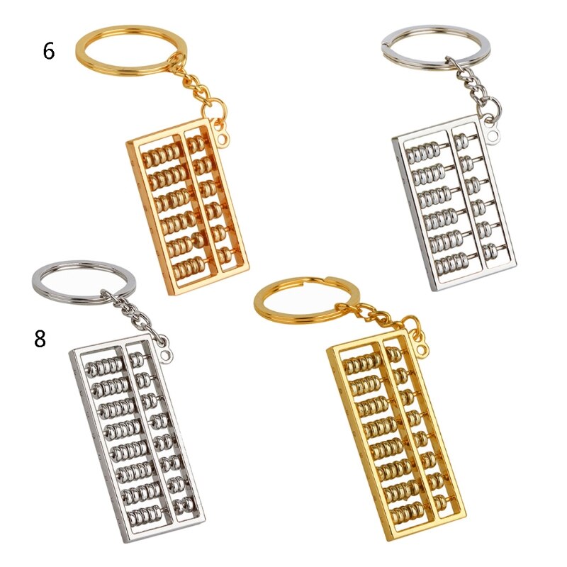 6 Rijen 8 Rijen Legering Abacus Sleutelhanger Metalen Sleutelhanger Hanger Ornament Spinning Abacus Sleutelhanger Voor Portemonnee Auto Ornamenten