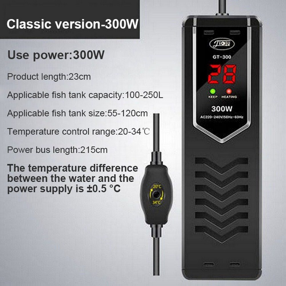 SUNSUN 220-240V GT-50/100/300/500/800/1000 PTC Fish Tank Heater Automatic Constant Temperature Explosion Proof Warmer: 300W