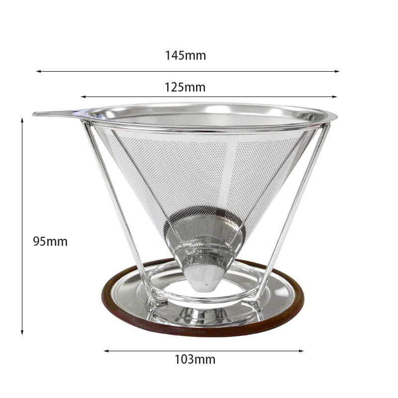 Återanvändbara kaffefilterhållare rostfritt stål brygg dropp kaffefilter tratt metall mesh kaffe te filter korg verktyg