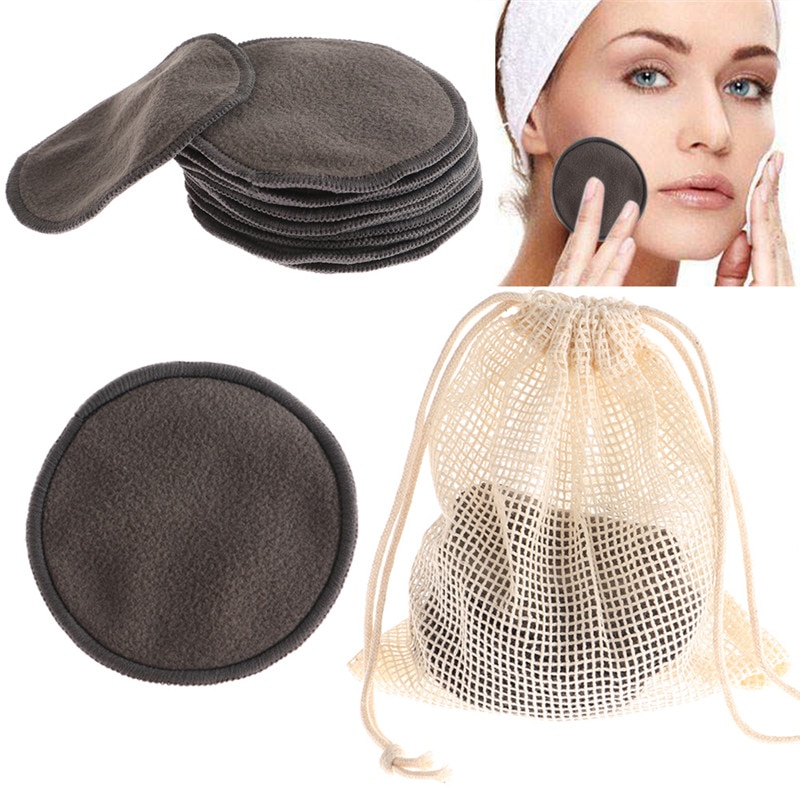 12PCS/SET Reusable Bamboo Fiber Washable Rounds Pads Makeup Removal Pads Cotton Facial Cleansing Face Wipes for Eye Mascara