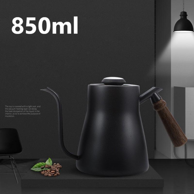 850ml Stainless Steel Handle Drip Coffee Pot Long Gooseneck Spout Kettle Pour Over Coffee With Thermometer Lid Kitchen Tools