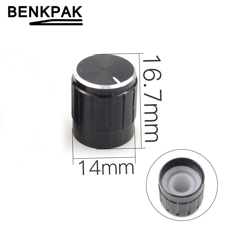 50pcs Black Alluminium Volume Control Rotary Knobs Dia. 6mm Knurled Shaft Potentiometer knob: 15X17