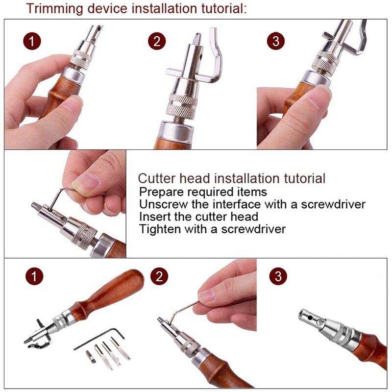 Leather Groover Tool(7In1Adjustable)+1/2/4/6 Prong Lacing Stitching Chisel Set,Leather Craft Tool for Leathercraft Work