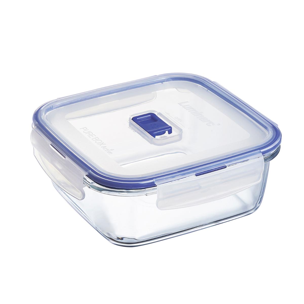 LUMINARC PURE BOX ACTIVE Recipiente Cuadrado Hermetico 16Cm - 122Cl Vidrio Apto Lavavajillas Apto Microondas
