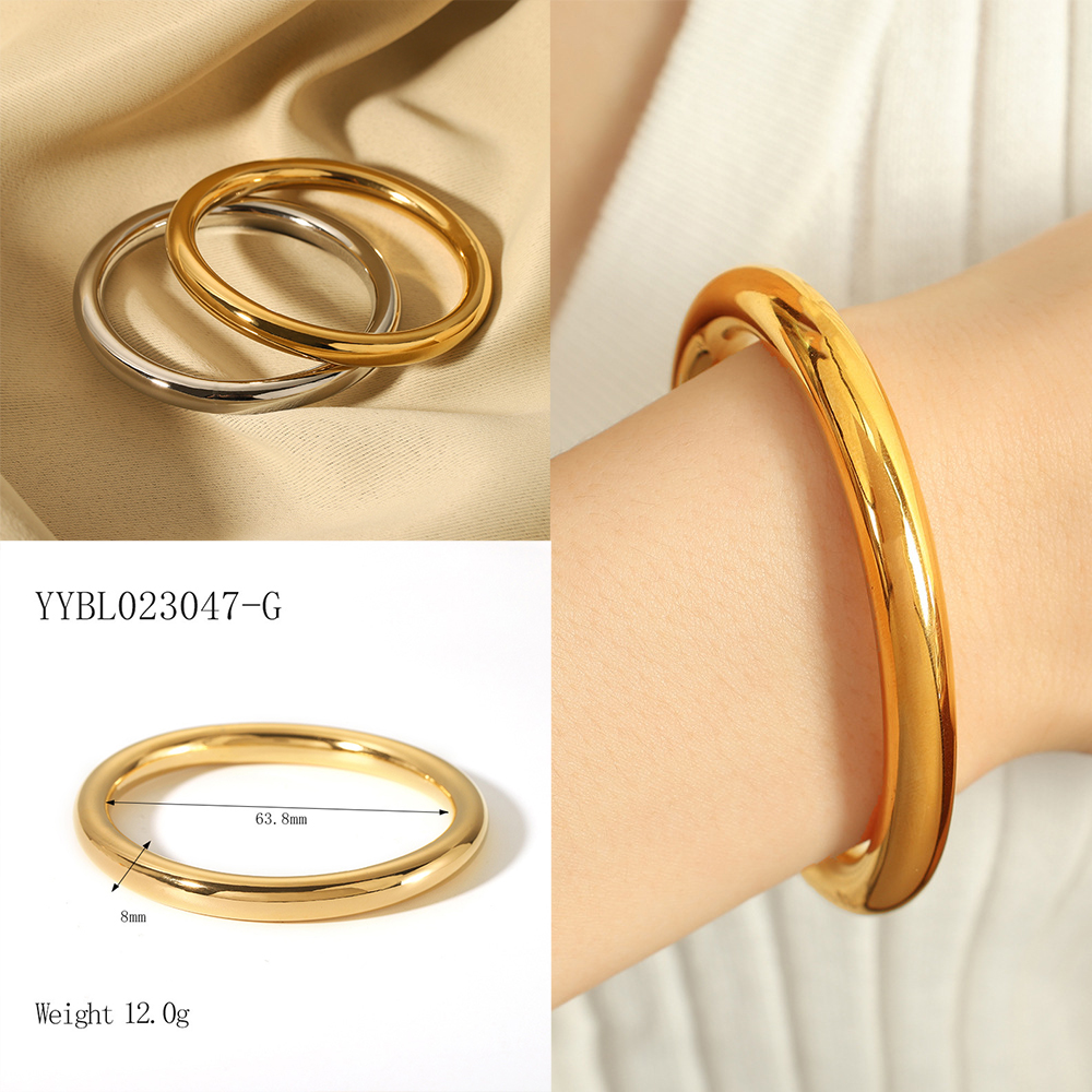 Stainless Steel Fashionable 18K Gold Plated Colorless Jewelry Hollow Bracelet Women's Chunky Bangles Bracelets