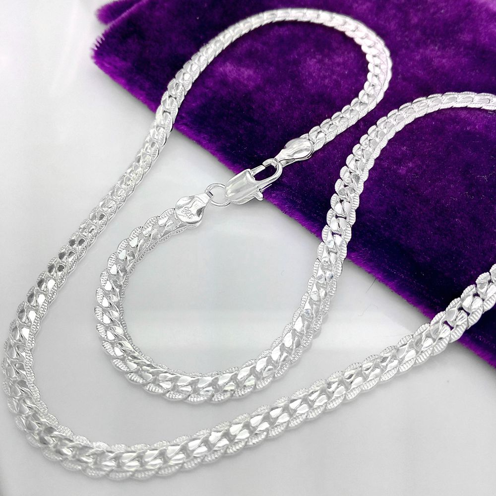 925 sterlingsølv 5mm fine sidelæns halskæde 20 tommer 50cm kæde til kvinde mænd bryllup engagement smykker