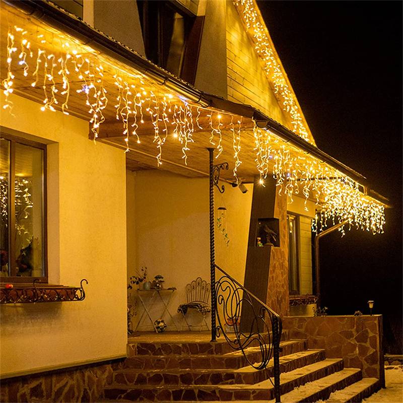 Luces Led de cascada para decoración de exteriores, cadena de luces de Navidad, caída de 5M, 0,4-0,6 m, para , jardín, aleros