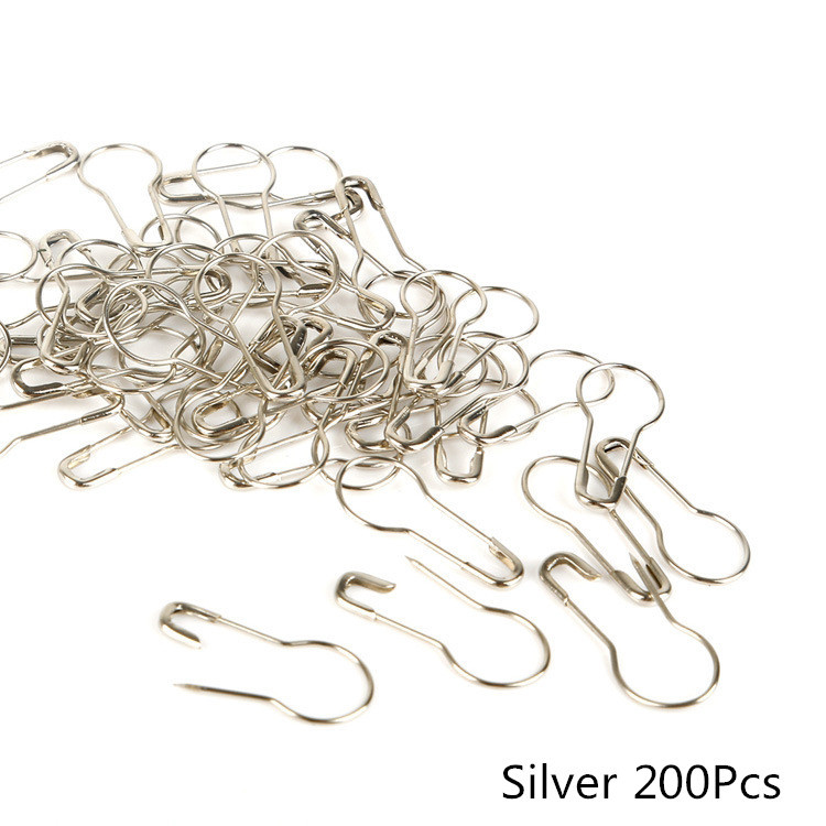 200 Pcs Calabash Form Metall Sicherheit Pins Locking Stich Marker Lock Pins Nadel Clip Marker für Stricken Gehaakte Decor DIY handwerk: Silver Safety Pins