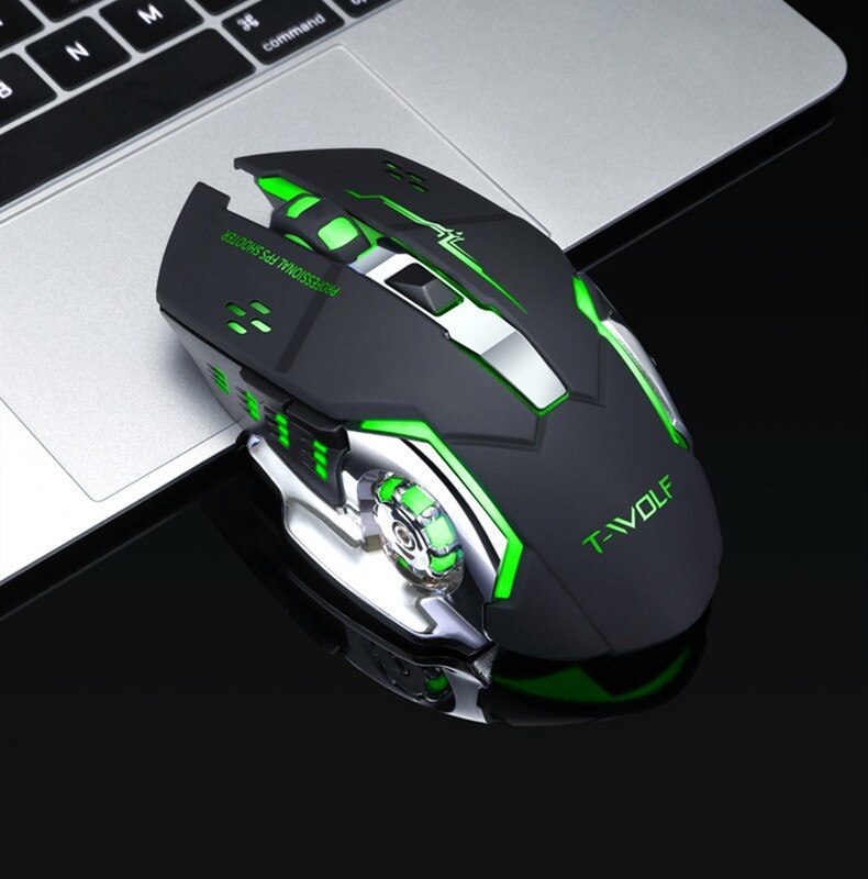 BENTOBEN Wireless 2.4G USB Optical Gaming Mouse 2400DPI Gamer Mouse Backlit Rechargeable Silent Mice For PC Laptop