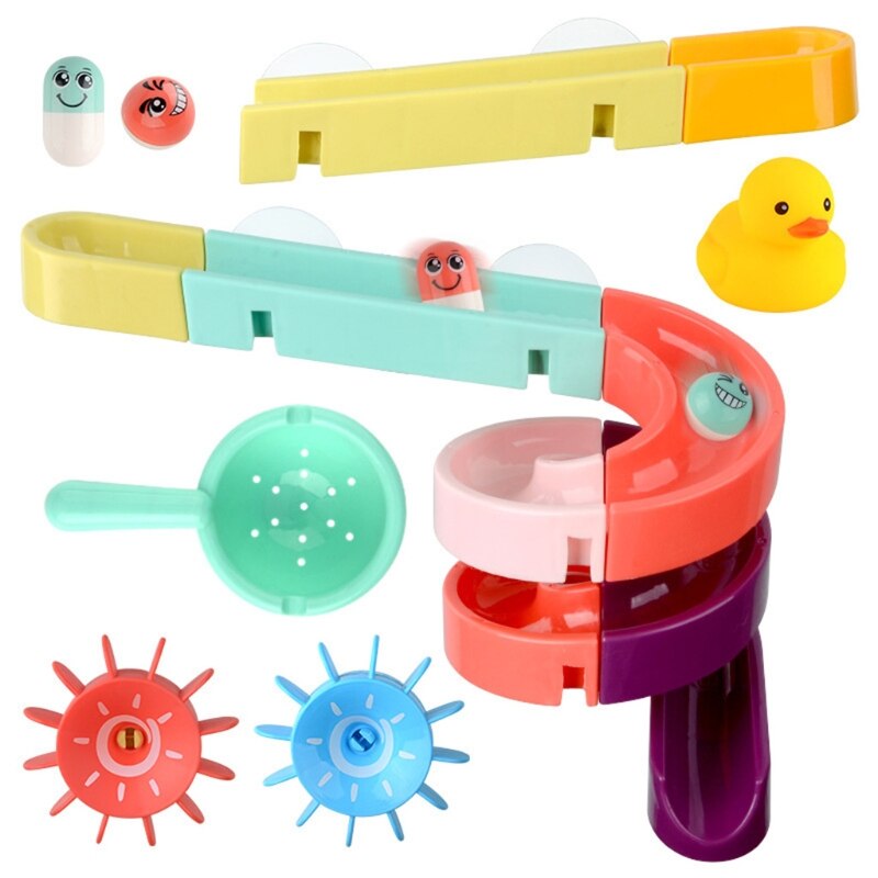 12/24/44Pcs Ducks Child Bath Toys Track Water Sprinkler Kits Toy Kids Bathroom Play Water Shower Games Indoor Pool Tools: HZE